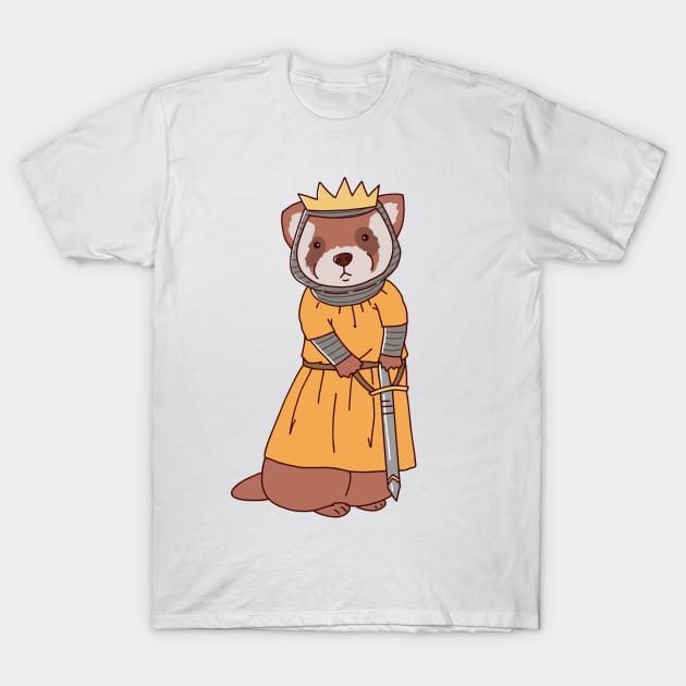 Cute Medieval King Knight Ferret Drawing T-Shirt by MariOyama